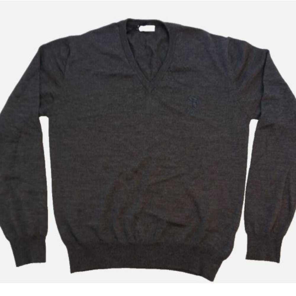 Versace Collection 100% Wool V-Neck Sweater Pullover Men's Size L Dark Grey New